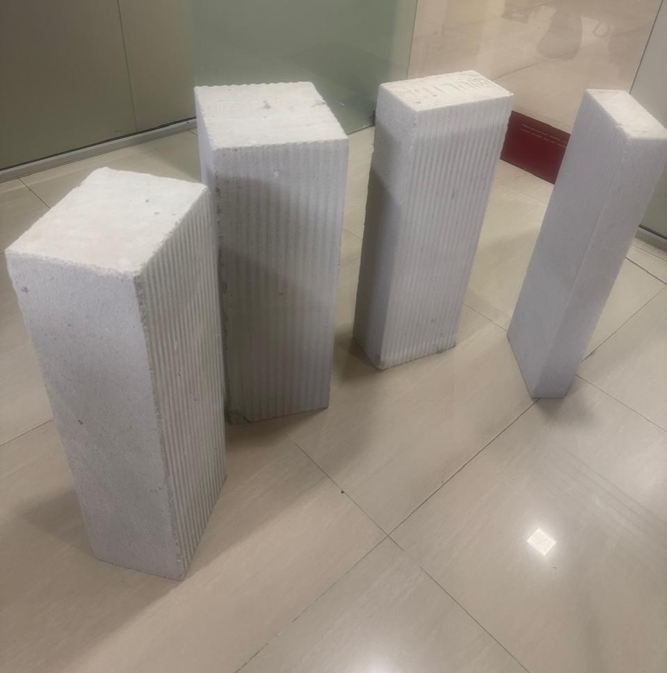 AAC blocks displayed in office showroom